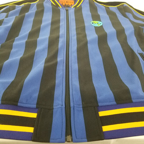 All City Jacket Mens XXL Blue Black New with‎ Tags Sports Striped Full Zip - Picture 8 of 15